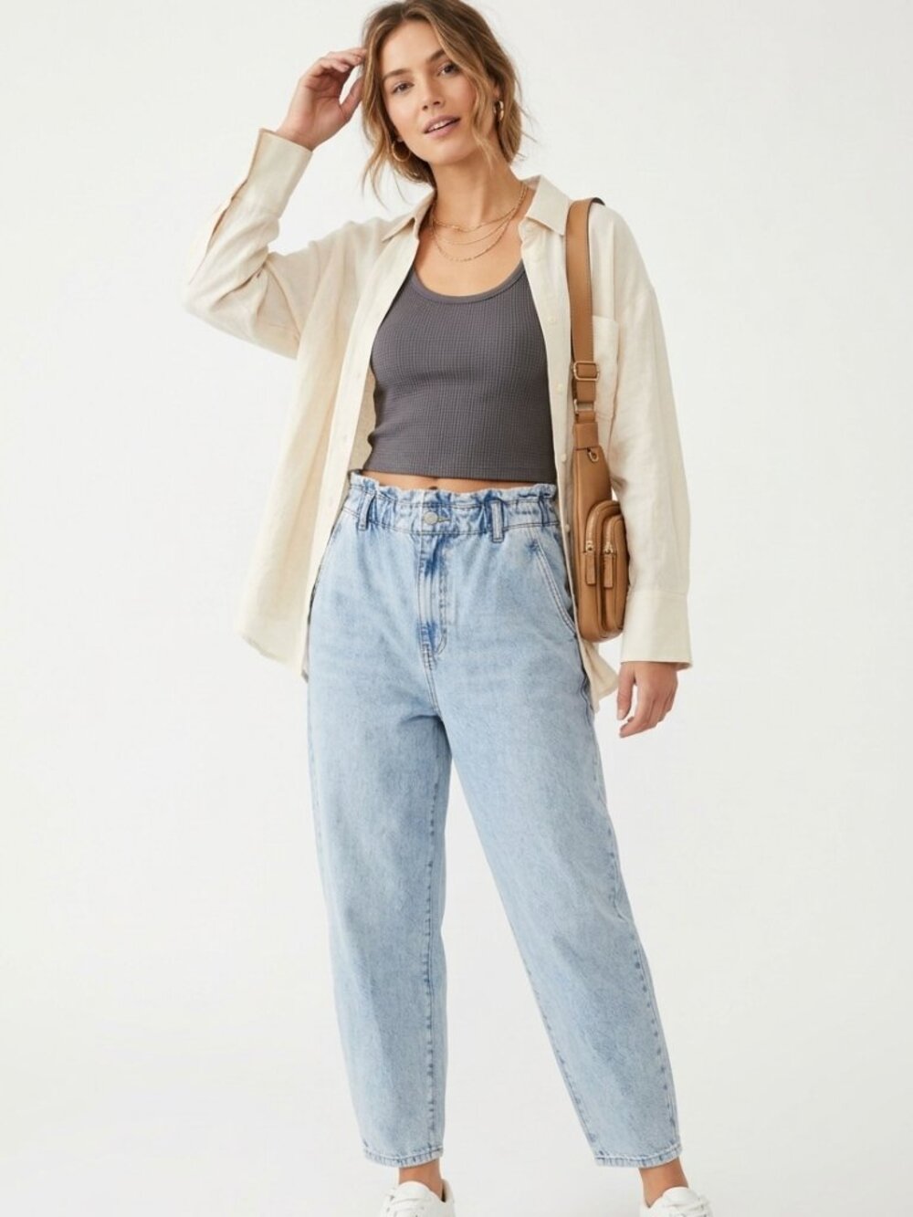 Zara High Rise Jeans Women's Size 10 Light Blue Wash Elastic Waist Casual